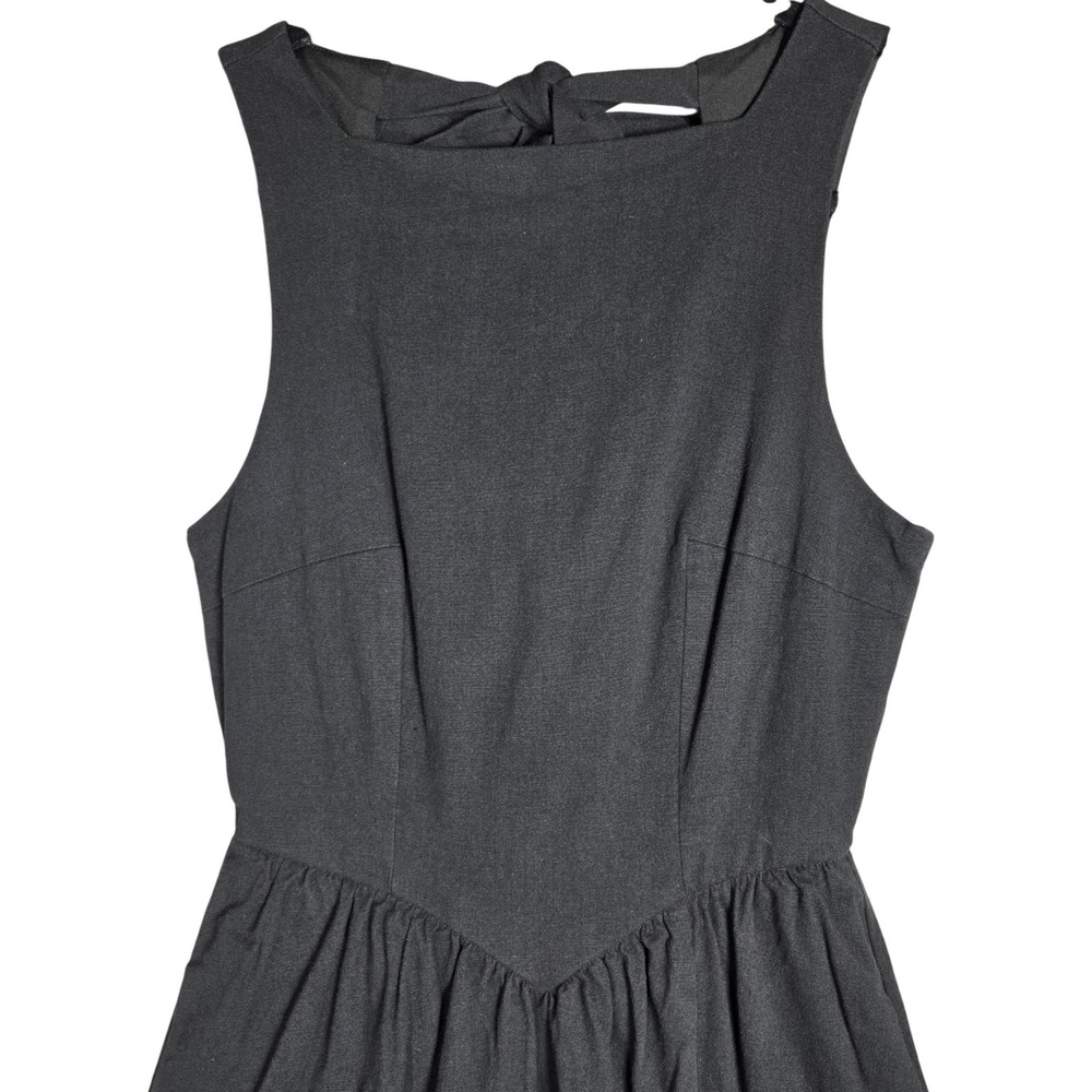 ASTR The Label Black Midi Dress S Bow Back Cutout Sleeveless Pleated Slit - Picture 4 of 9
